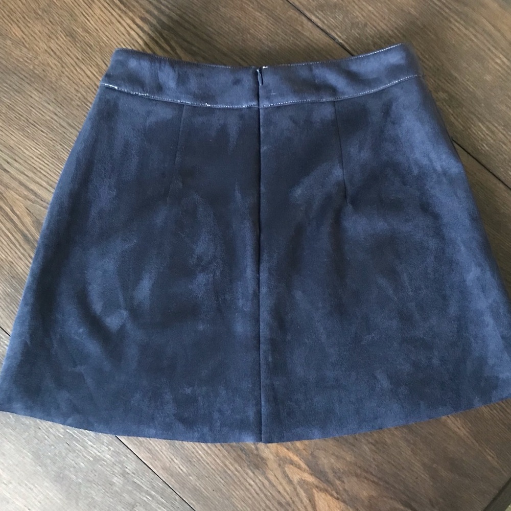 Abbeline Navy Geometric Patchwork Suede Mini Skirt - image 5